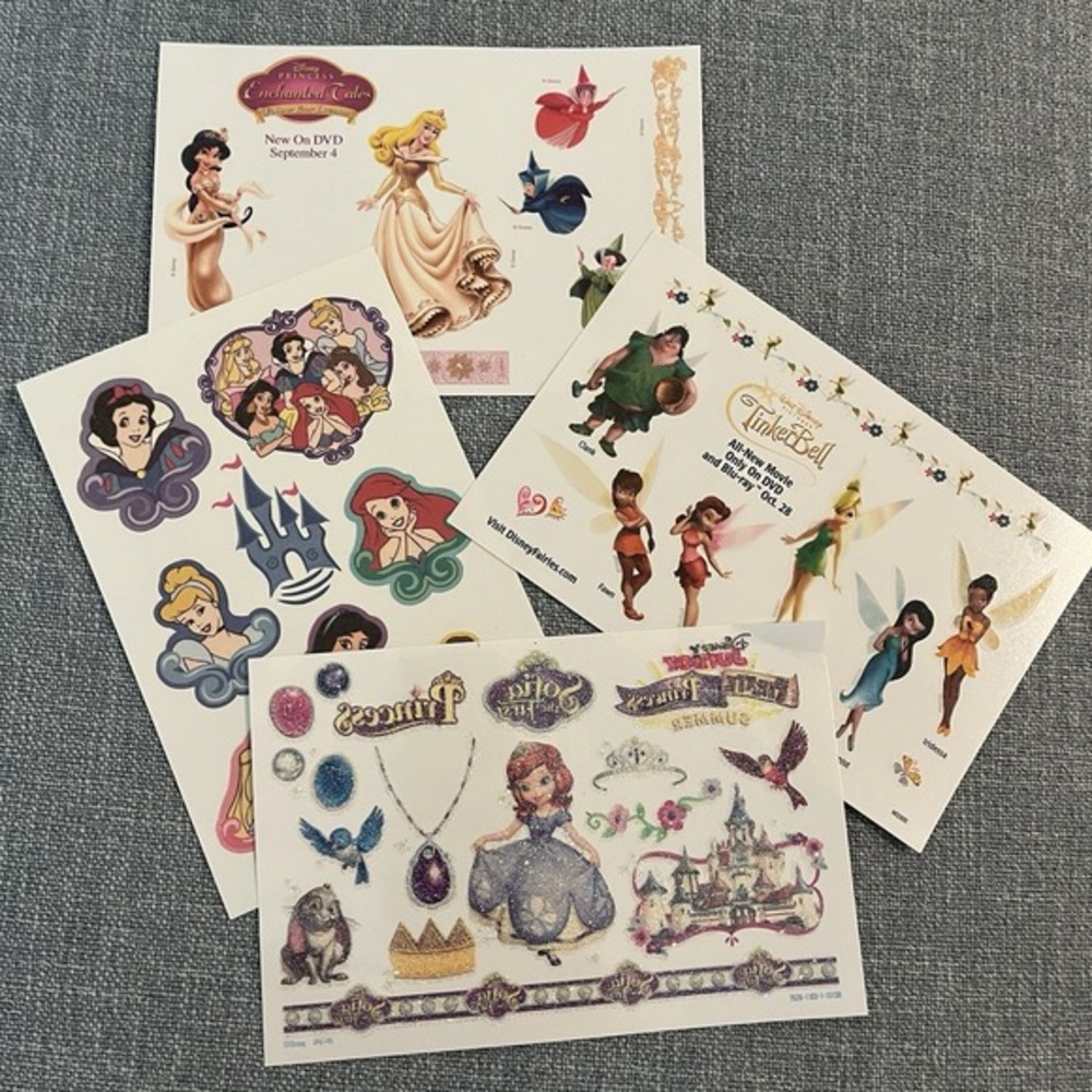 Disney Princess And Girl Character Temporary Tattoos 25+ (USA‎ Made) New